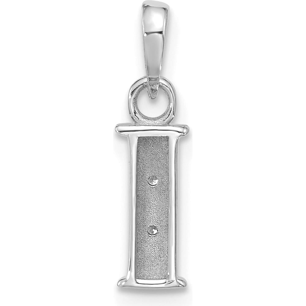 14K White Gold Diamond Letter I Initial Pendant with 2 Round Diamonds - 0.01 Carat Total Diamond Weight by Oro Pregiato
