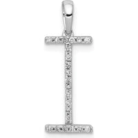 14K White Gold Diamond Letter I Pendant - 0.088 Carat Total Diamond Weight by Monteluci Fine Jewelry