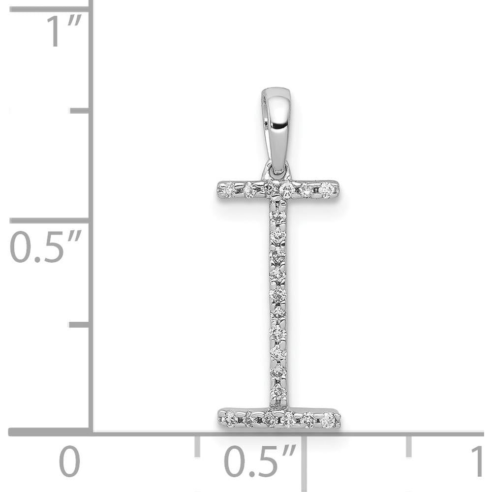 14K White Gold Diamond Letter I Pendant - 0.088 Carat Total Diamond Weight by Monteluci Fine Jewelry