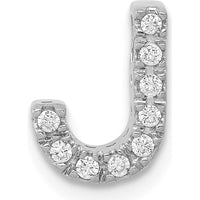 14K White Gold Diamond Letter J Initial Charm with 9 Round Diamonds - 0.09 Carat Total Diamond Weight by Oro Pregiato