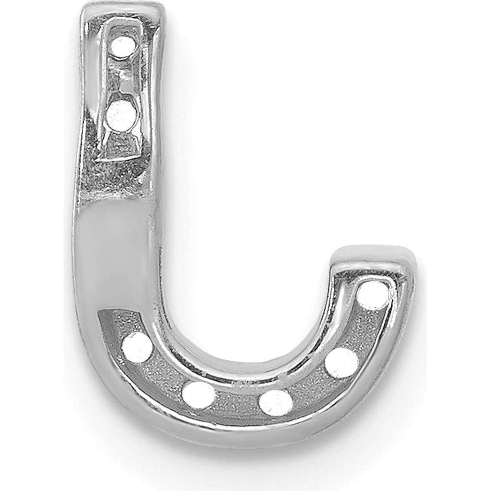 14K White Gold Diamond Letter J Initial Charm with 9 Round Diamonds - 0.09 Carat Total Diamond Weight by Oro Pregiato