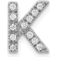 14K White Gold Diamond Letter K Initial Charm with 12 Natural Round Diamonds - 0.01 Carat Total Diamond Weight by Oro Pregiato