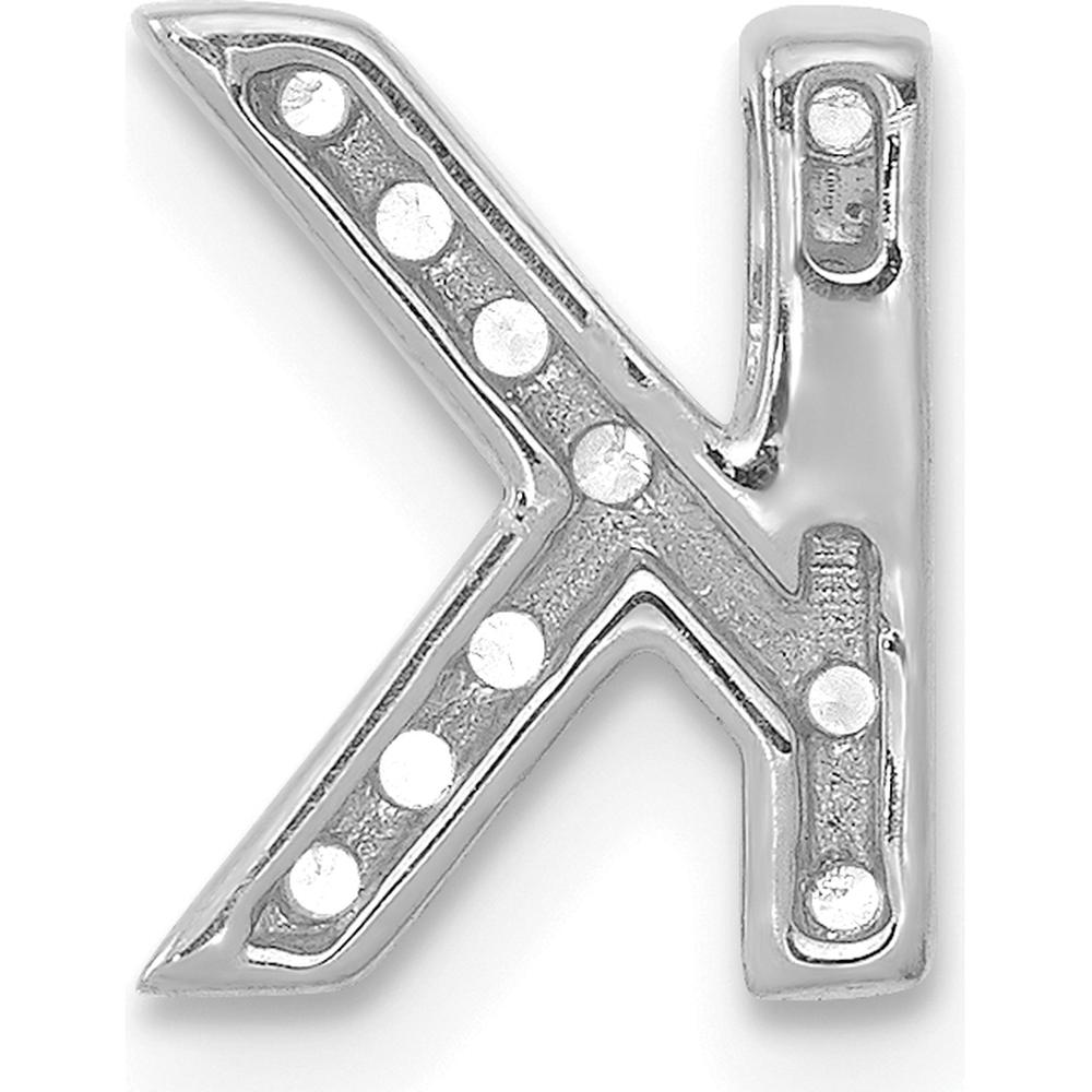14K White Gold Diamond Letter K Initial Charm with 12 Natural Round Diamonds - 0.01 Carat Total Diamond Weight by Oro Pregiato