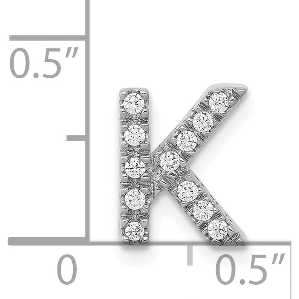 14K White Gold Diamond Letter K Initial Charm with 12 Natural Round Diamonds - 0.01 Carat Total Diamond Weight by Oro Pregiato
