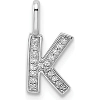 14K White Gold Diamond Letter K Initial Pendant - 0.10 Carat Total Diamond Weight by Oro Pregiato