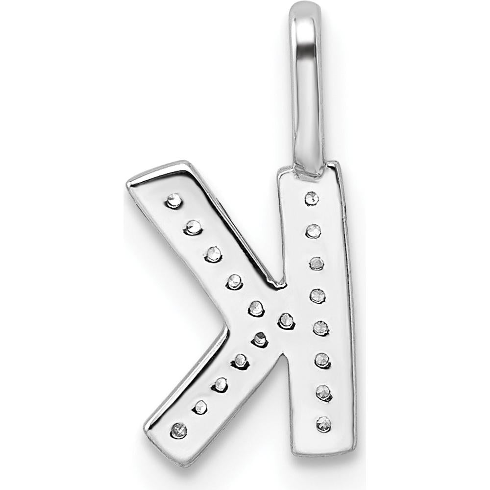 14K White Gold Diamond Letter K Initial Pendant - 0.10 Carat Total Diamond Weight by Oro Pregiato