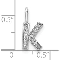 14K White Gold Diamond Letter K Initial Pendant - 0.10 Carat Total Diamond Weight by Oro Pregiato
