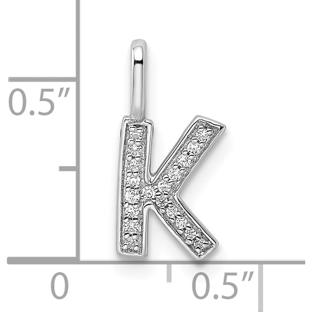 14K White Gold Diamond Letter K Initial Pendant - 0.10 Carat Total Diamond Weight by Oro Pregiato