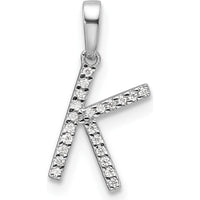14K White Gold Diamond Letter K Initial Pendant with Polished Finish and Diamond Accents by Oro Pregiato