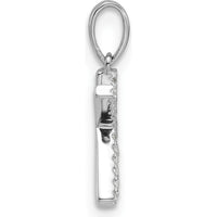 14K White Gold Diamond Letter K Initial Pendant with Polished Finish and Diamond Accents by Oro Pregiato