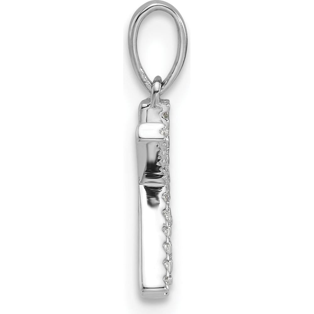 14K White Gold Diamond Letter K Initial Pendant with Polished Finish and Diamond Accents by Oro Pregiato