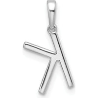 14K White Gold Diamond Letter K Initial Pendant with Polished Finish and Diamond Accents by Oro Pregiato