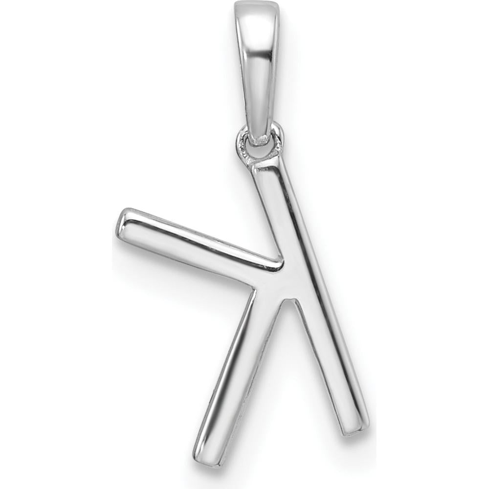 14K White Gold Diamond Letter K Initial Pendant with Polished Finish and Diamond Accents by Oro Pregiato