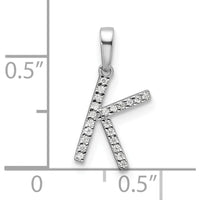 14K White Gold Diamond Letter K Initial Pendant with Polished Finish and Diamond Accents by Oro Pregiato