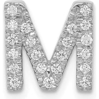 14K White Gold Diamond Letter M Initial Charm - 0.008 Carat Total Diamond Weight by Oro Pregiato