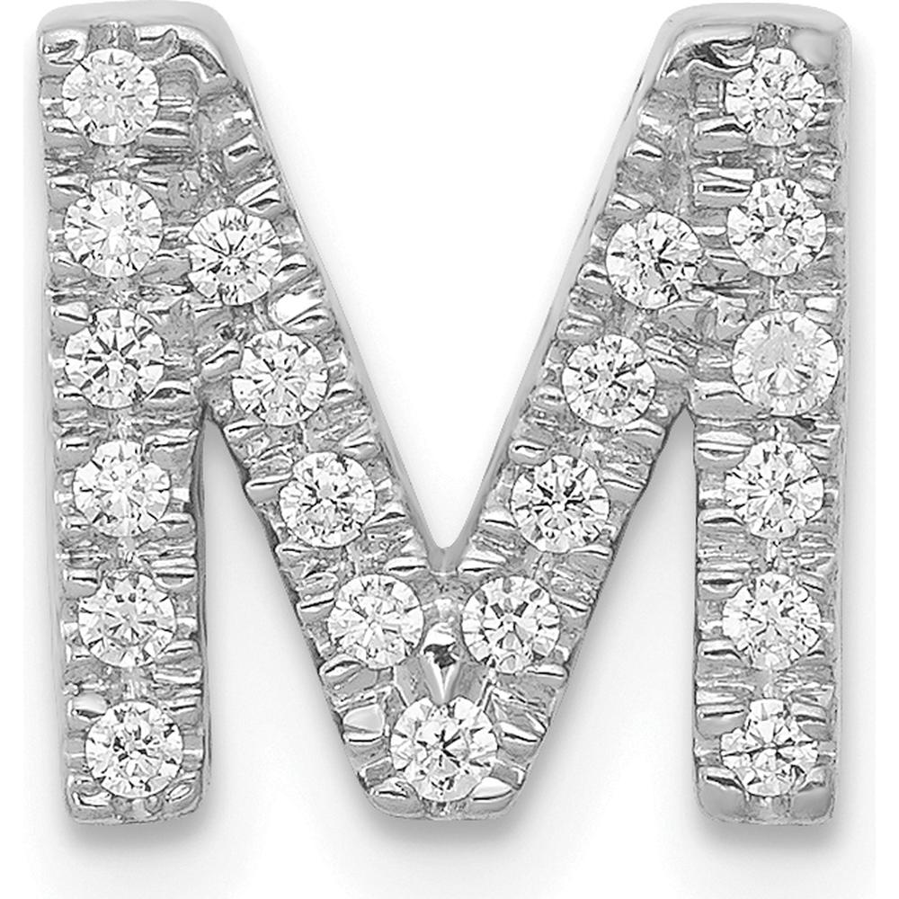 14K White Gold Diamond Letter M Initial Charm - 0.008 Carat Total Diamond Weight by Oro Pregiato