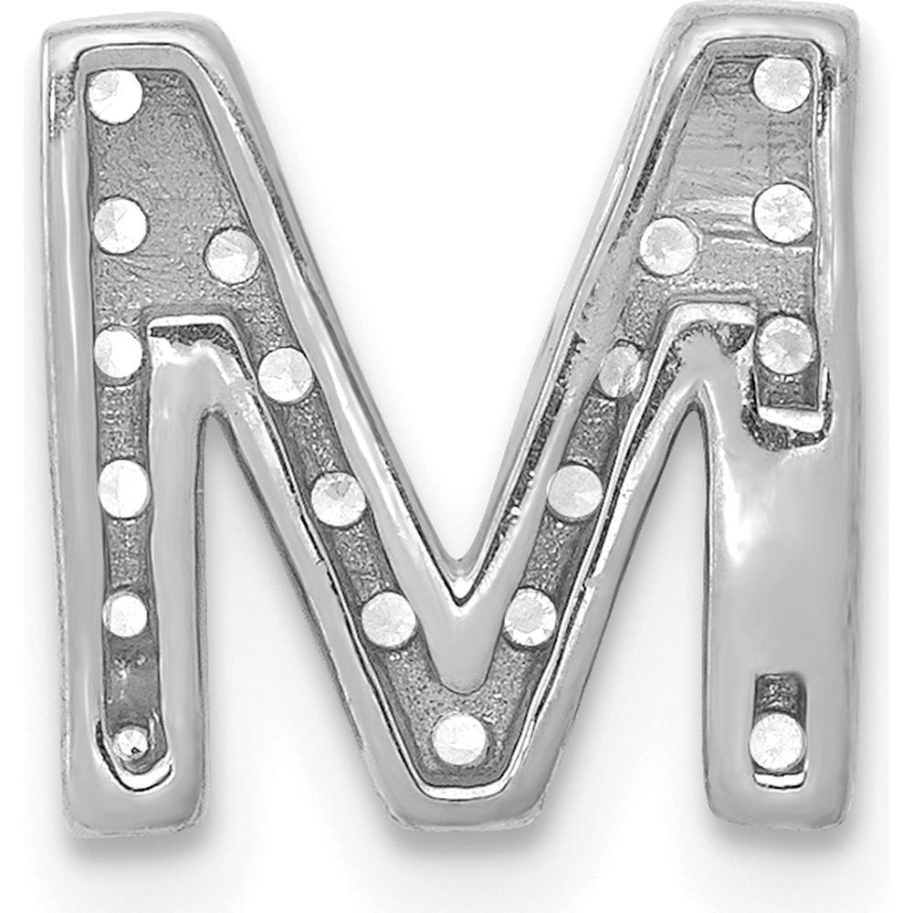 14K White Gold Diamond Letter M Initial Charm - 0.008 Carat Total Diamond Weight by Oro Pregiato