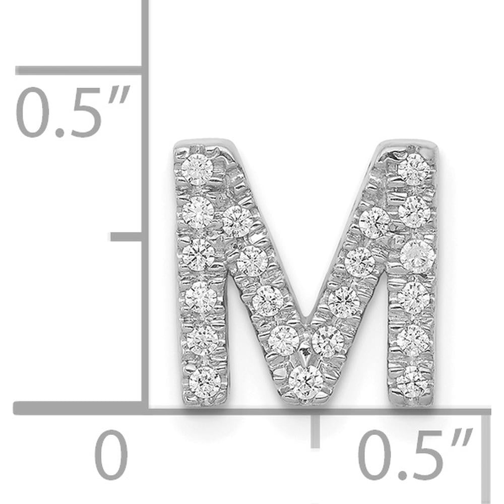 14K White Gold Diamond Letter M Initial Charm - 0.008 Carat Total Diamond Weight by Oro Pregiato
