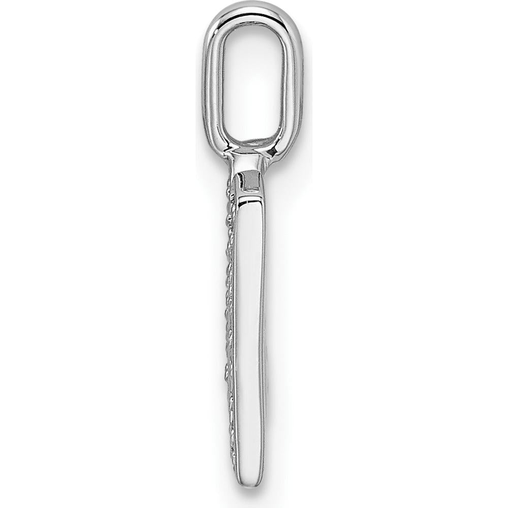 14K White Gold Diamond Letter M Initial Pendant - Rhodium Plated by Oro Pregiato