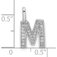 14K White Gold Diamond Letter M Initial Pendant - Rhodium Plated by Oro Pregiato