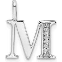 14K White Gold Diamond Letter M Pendant with Rhodium Finish - Personalized Jewelry for Women by Oro Pregiato