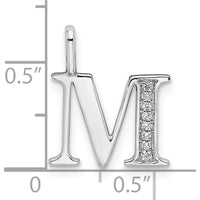 14K White Gold Diamond Letter M Pendant with Rhodium Finish - Personalized Jewelry for Women by Oro Pregiato