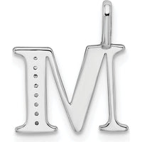 14K White Gold Diamond Letter M Pendant with Rhodium Finish - Personalized Jewelry for Women by Oro Pregiato