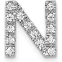 14K White Gold Diamond Letter N Charm with Round Diamonds - 0.01 Carat Total Diamond Weight by Monteluci Fine Jewelry