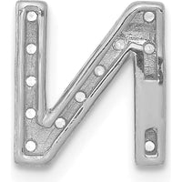 14K White Gold Diamond Letter N Charm with Round Diamonds - 0.01 Carat Total Diamond Weight by Monteluci Fine Jewelry