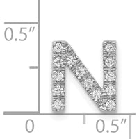 14K White Gold Diamond Letter N Charm with Round Diamonds - 0.01 Carat Total Diamond Weight by Monteluci Fine Jewelry