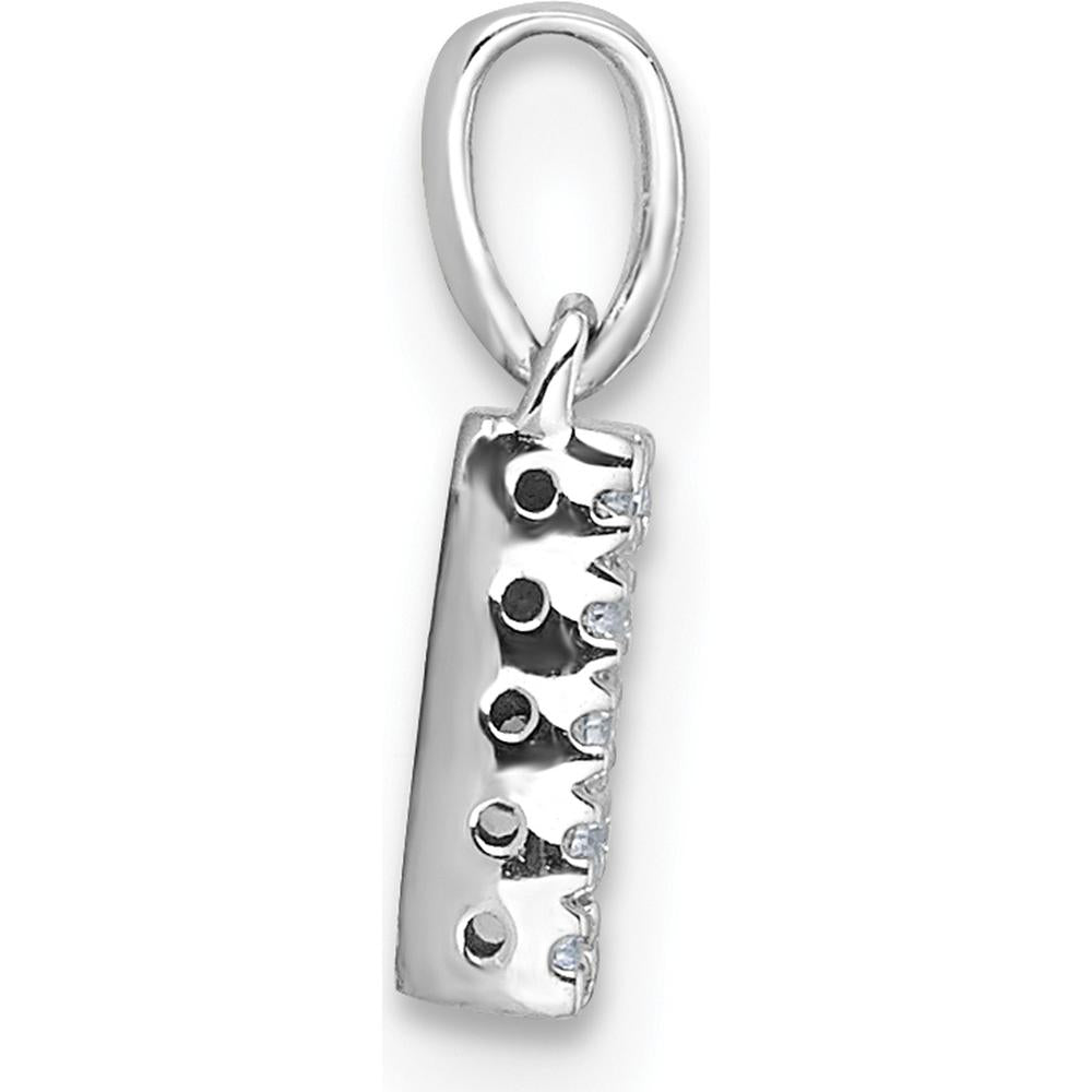 14K White Gold Diamond Letter N Initial Pendant with Polished Finish by Oro Pregiato