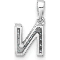 14K White Gold Diamond Letter N Initial Pendant with Polished Finish by Oro Pregiato