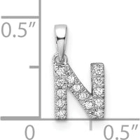 14K White Gold Diamond Letter N Initial Pendant with Polished Finish by Oro Pregiato