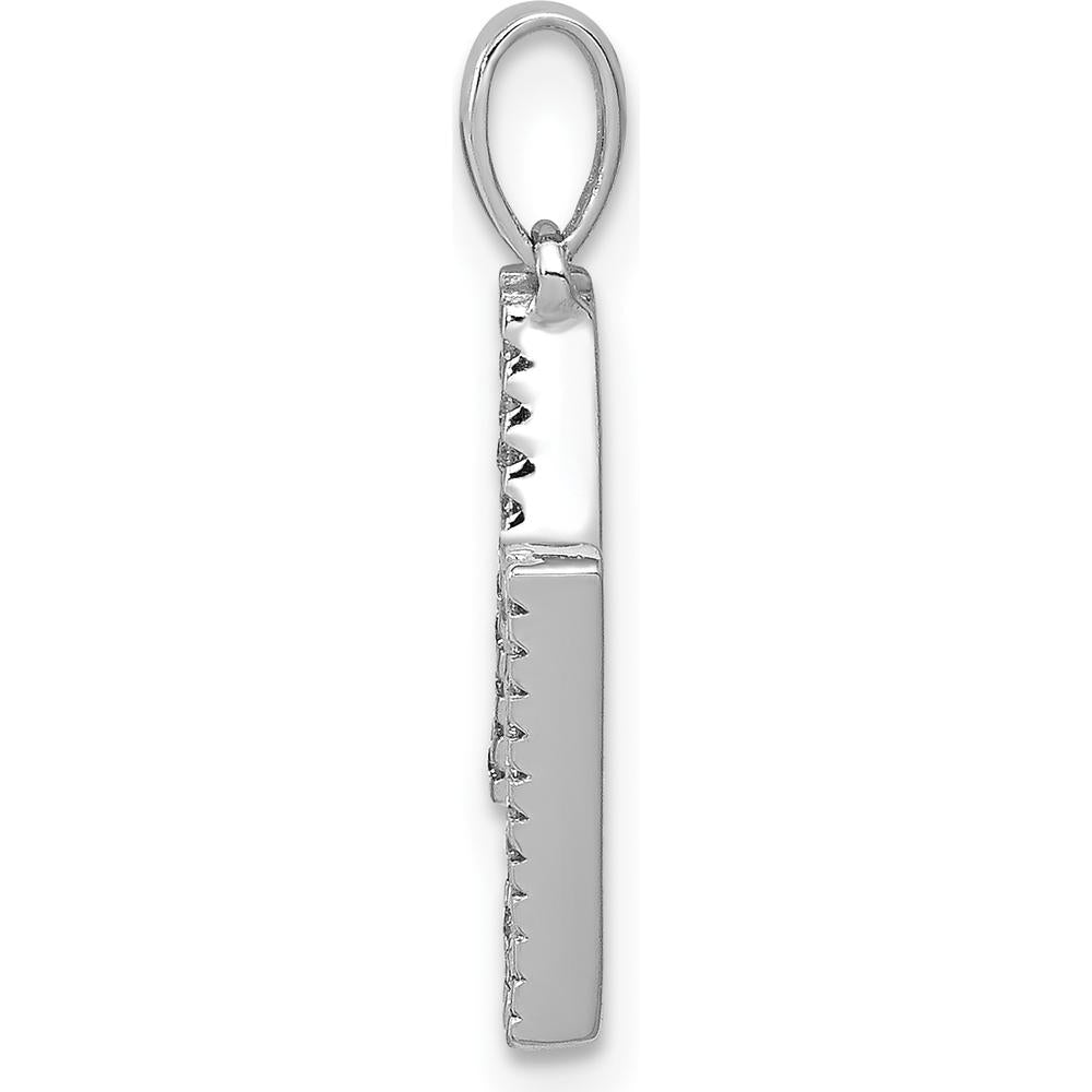 14K White Gold Diamond Letter N Pendant with 35 Round Diamonds - 0.10 Carat Total Diamond Weight by Oro Pregiato