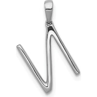 14K White Gold Diamond Letter N Pendant with 35 Round Diamonds - 0.10 Carat Total Diamond Weight by Oro Pregiato