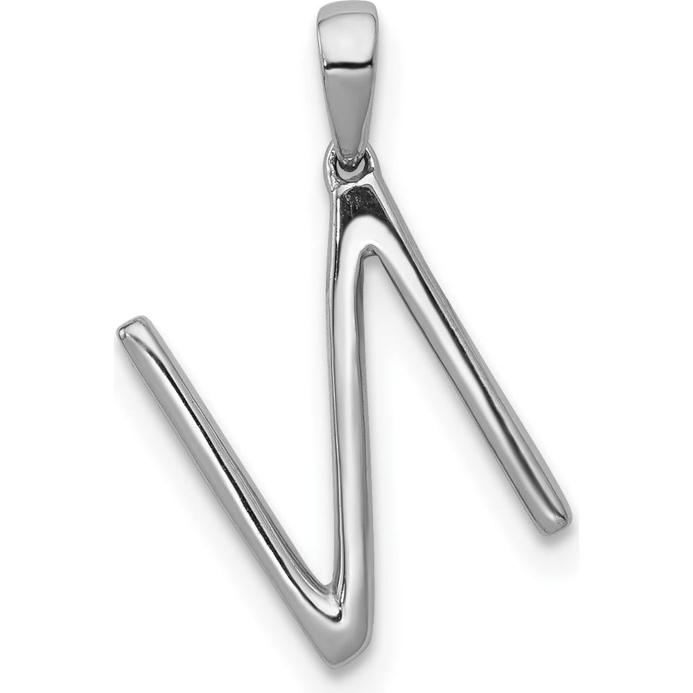 14K White Gold Diamond Letter N Pendant with 35 Round Diamonds - 0.10 Carat Total Diamond Weight by Oro Pregiato