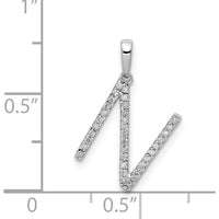 14K White Gold Diamond Letter N Pendant with 35 Round Diamonds - 0.10 Carat Total Diamond Weight by Oro Pregiato
