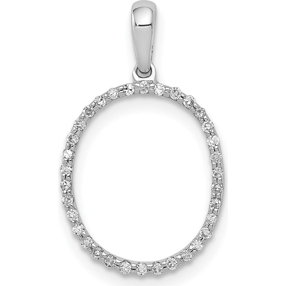14K White Gold Diamond Letter O Initial Pendant with 34 Round Diamonds - 0.10 Carat Total Diamond Weight by Oro Pregiato