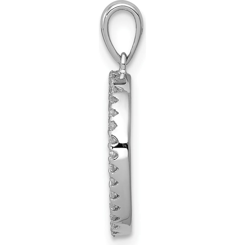 14K White Gold Diamond Letter O Initial Pendant with 34 Round Diamonds - 0.10 Carat Total Diamond Weight by Oro Pregiato