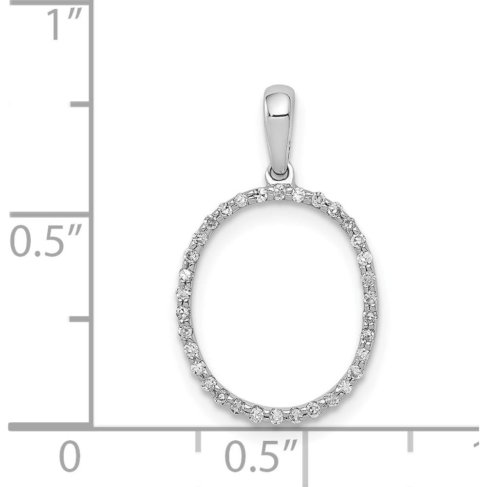 14K White Gold Diamond Letter O Initial Pendant with 34 Round Diamonds - 0.10 Carat Total Diamond Weight by Oro Pregiato