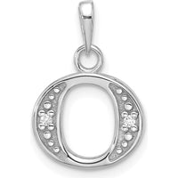 14K White Gold Diamond Letter O Initial Pendant with Round Diamonds - 0.02 Carat Total Diamond Weight by Oro Pregiato