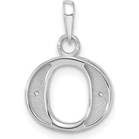14K White Gold Diamond Letter O Initial Pendant with Round Diamonds - 0.02 Carat Total Diamond Weight by Oro Pregiato