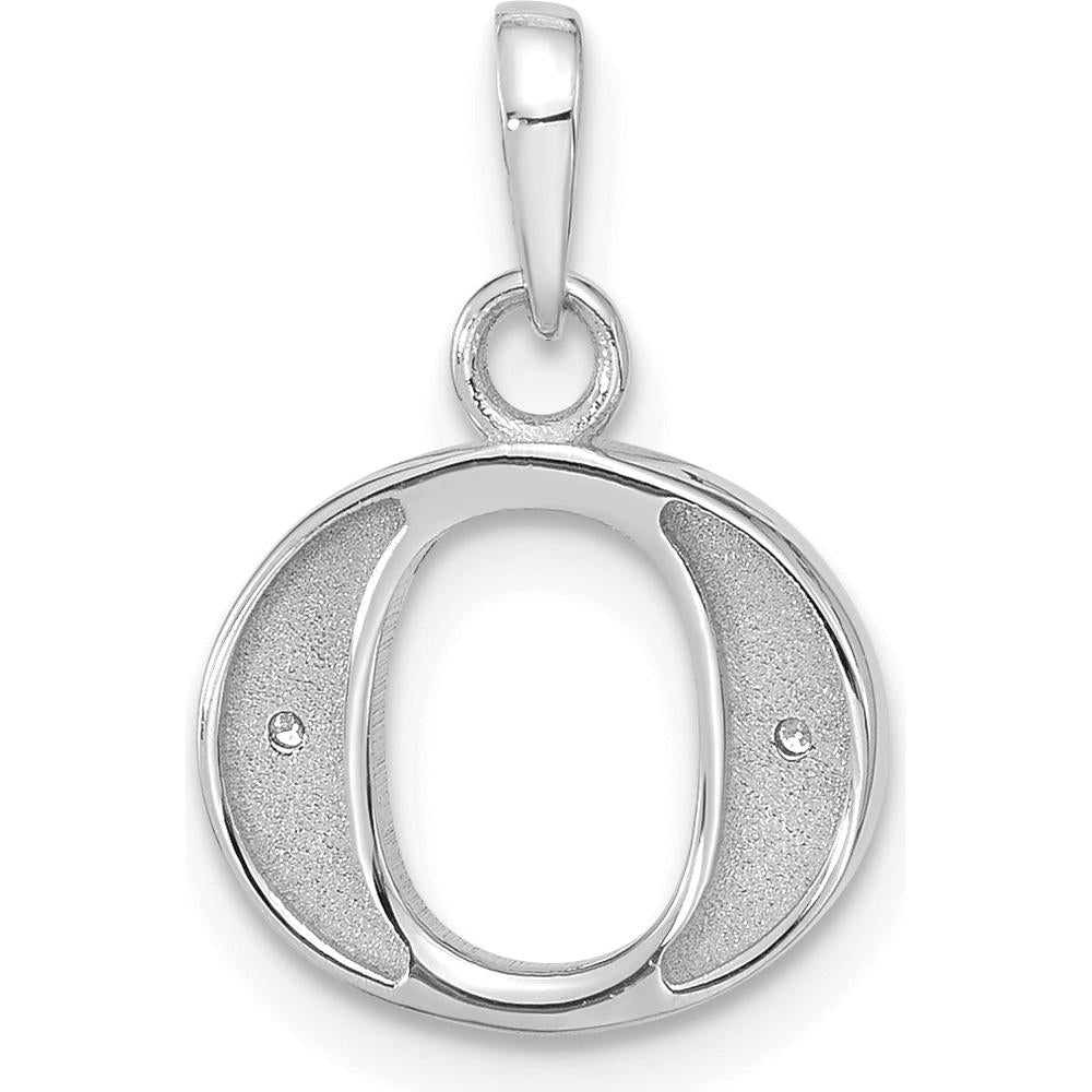 14K White Gold Diamond Letter O Initial Pendant with Round Diamonds - 0.02 Carat Total Diamond Weight by Oro Pregiato