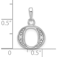14K White Gold Diamond Letter O Initial Pendant with Round Diamonds - 0.02 Carat Total Diamond Weight by Oro Pregiato