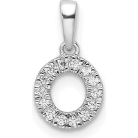 14K White Gold Diamond Letter O Pendant with Rhodium Plating by Oro Pregiato