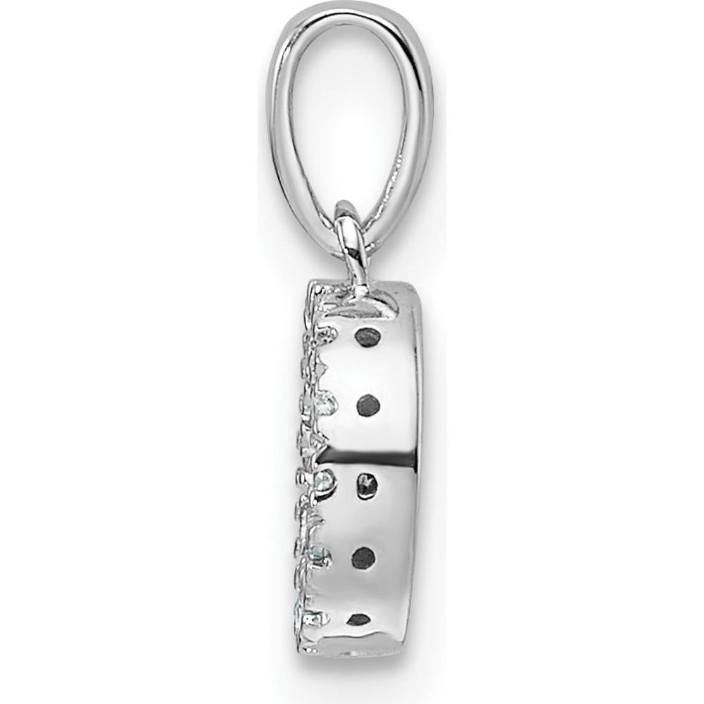 14K White Gold Diamond Letter O Pendant with Rhodium Plating by Oro Pregiato