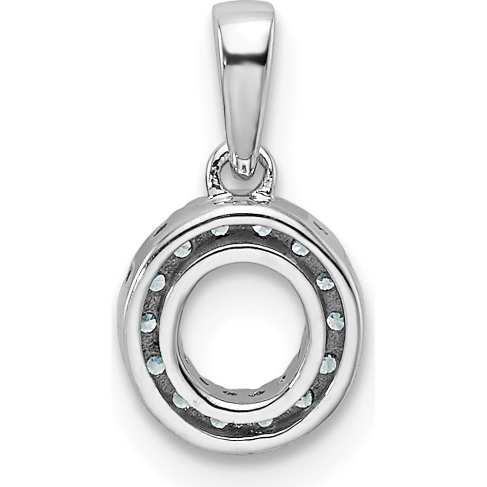 14K White Gold Diamond Letter O Pendant with Rhodium Plating by Oro Pregiato