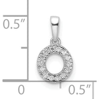 14K White Gold Diamond Letter O Pendant with Rhodium Plating by Oro Pregiato