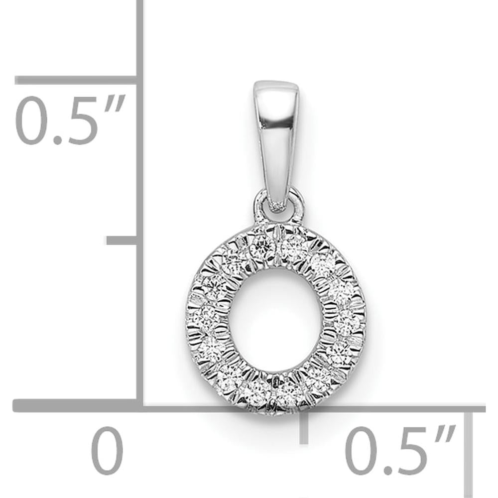 14K White Gold Diamond Letter O Pendant with Rhodium Plating by Oro Pregiato