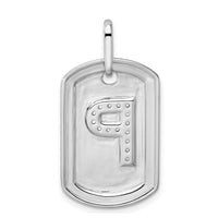 14K White Gold Diamond Letter P Dog Tag Charm - Personalized with Diamonds by Oro Pregiato